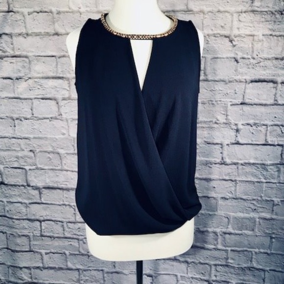 NWT Collective Concepts Cleopatra Navy Wrap top - Picture 2 of 6